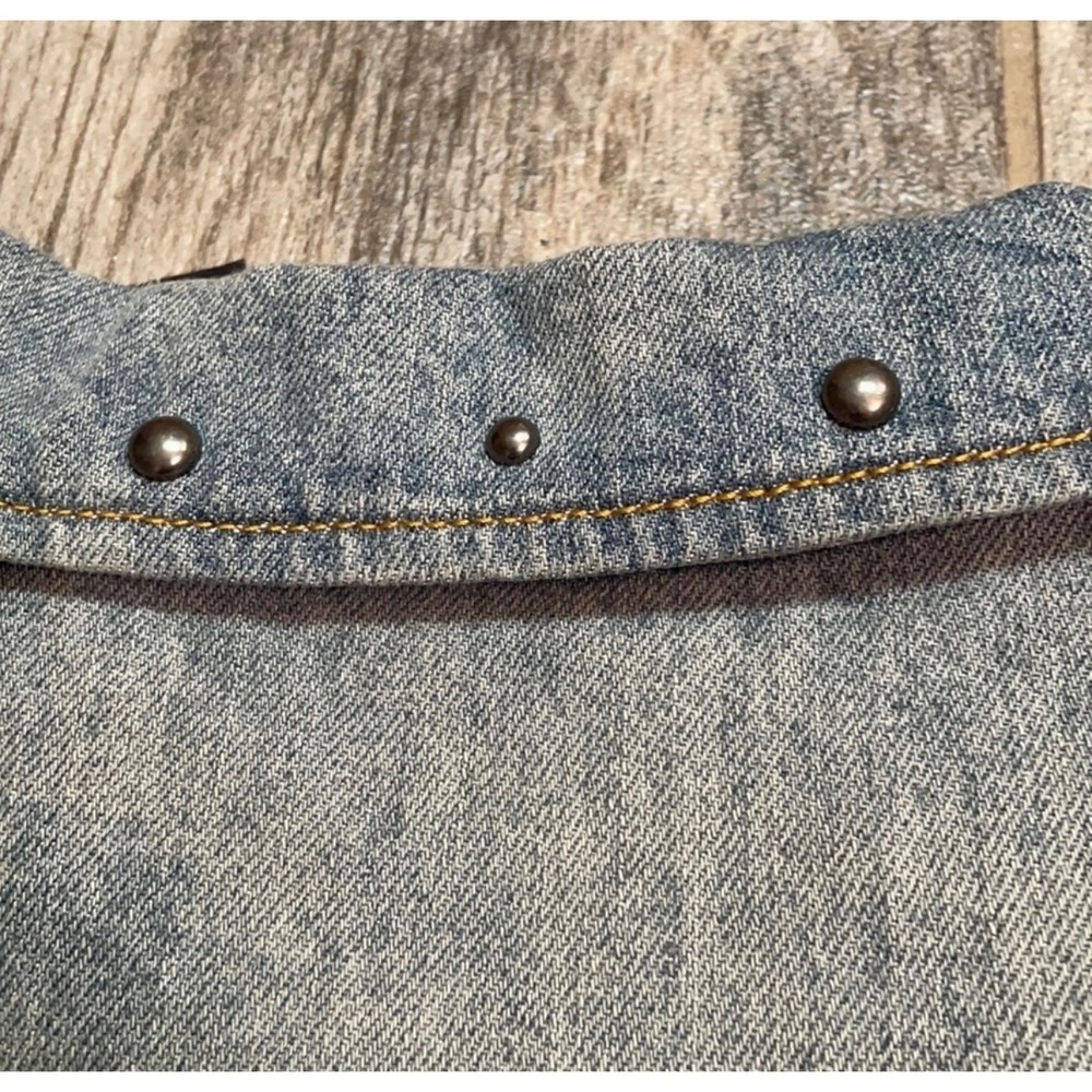 Harley-Davidson Distressed Patchwork Denim Vest Studded Biker Moto Blue Cotton M - Picture 6 of 12
